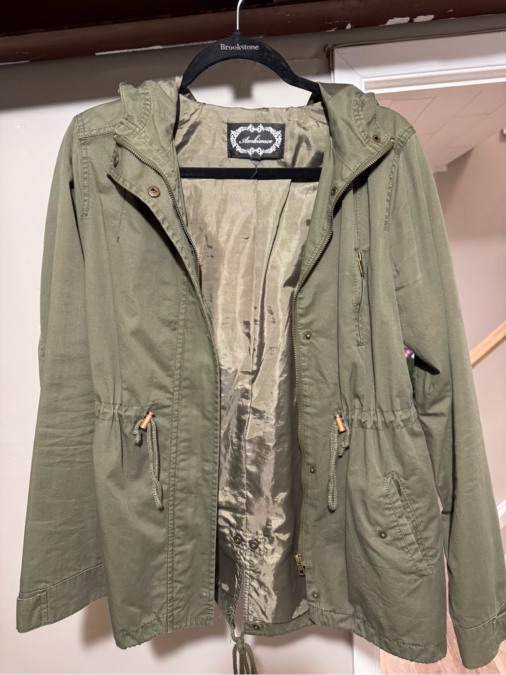 Ambiance Olive Utility Hooded Anorak Jacket